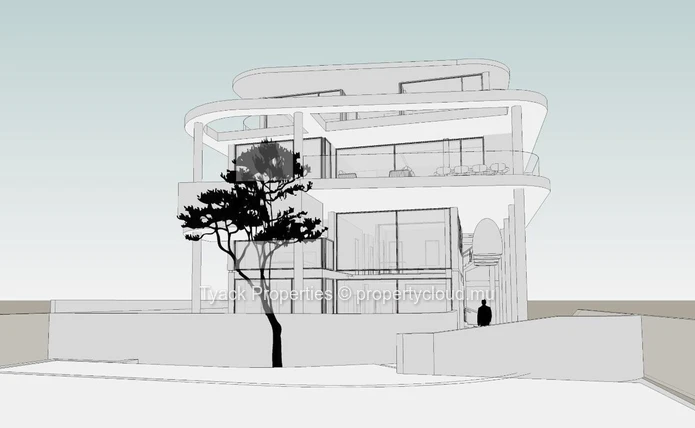 Appartement pieds dans l'eau à vendre à Grand Baie, 384m², 4 chambres, garage, piscine commune, vue mer, accès mer €.