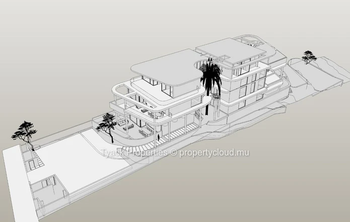 Appartement pieds dans l'eau à vendre à Grand Baie, 384m², 4 chambres, garage, piscine commune, vue mer, accès mer €.